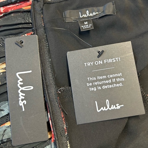 Lulus | Tier to Stay Black Floral Print Tiered Tie-Strap Midi Dress size M New - Picture 14 of 16